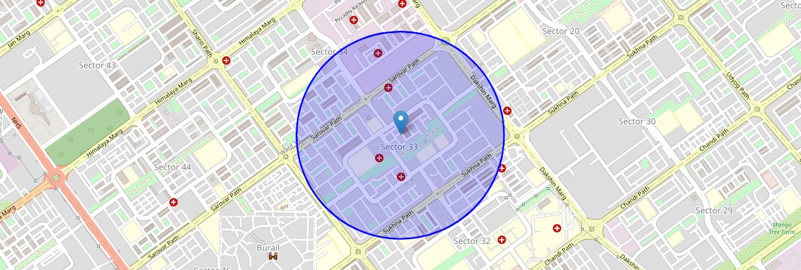 Location Map of Sector 33, Chandigarh