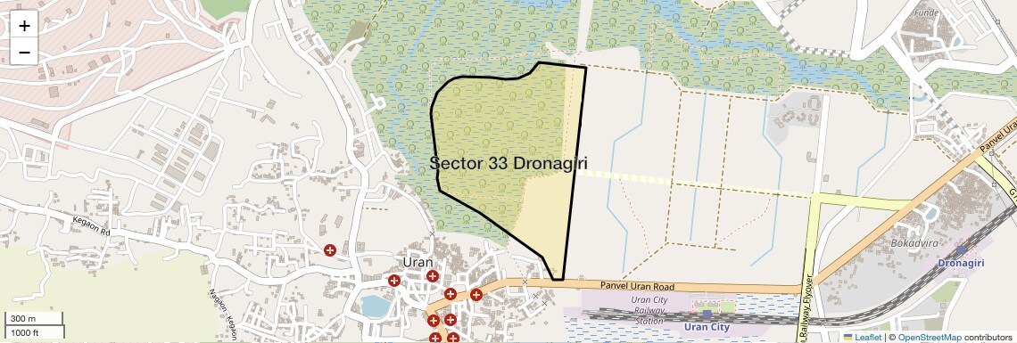 Location Map of Sector 33 Dronagiri, Navi Mumbai