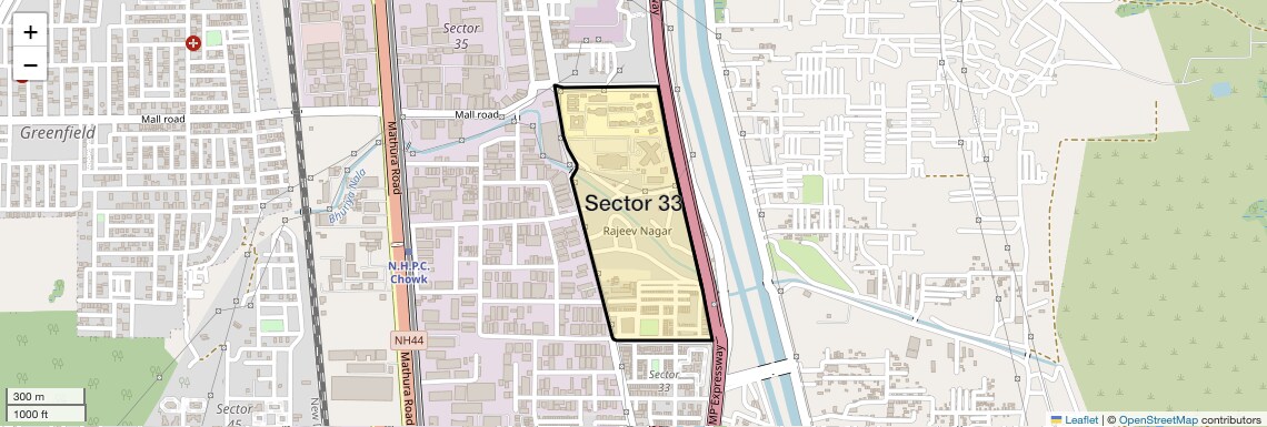 Location Map of Sector 33, Faridabad
