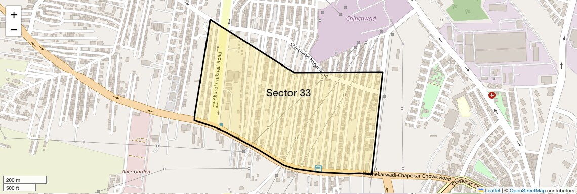 Location Map of Sector 33, Pune