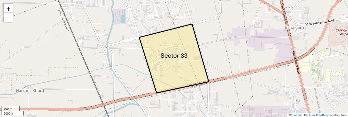 Location Map of Sector 33, Sonipat