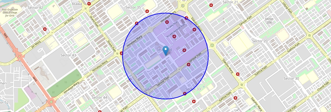 Location Map of Sector 34, Chandigarh