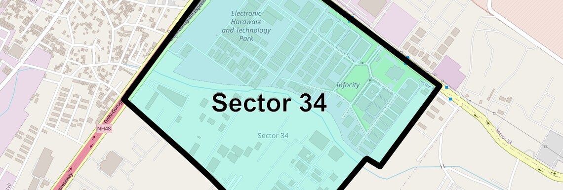 Location Map of Sector 34, Gurgaon