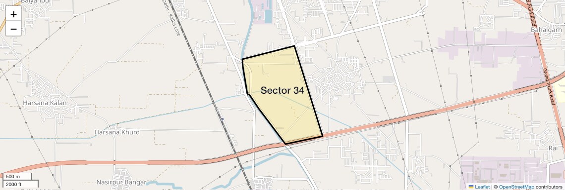 Location Map of Sector 34, Sonipat
