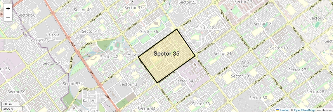 Location Map of Sector 35, Chandigarh