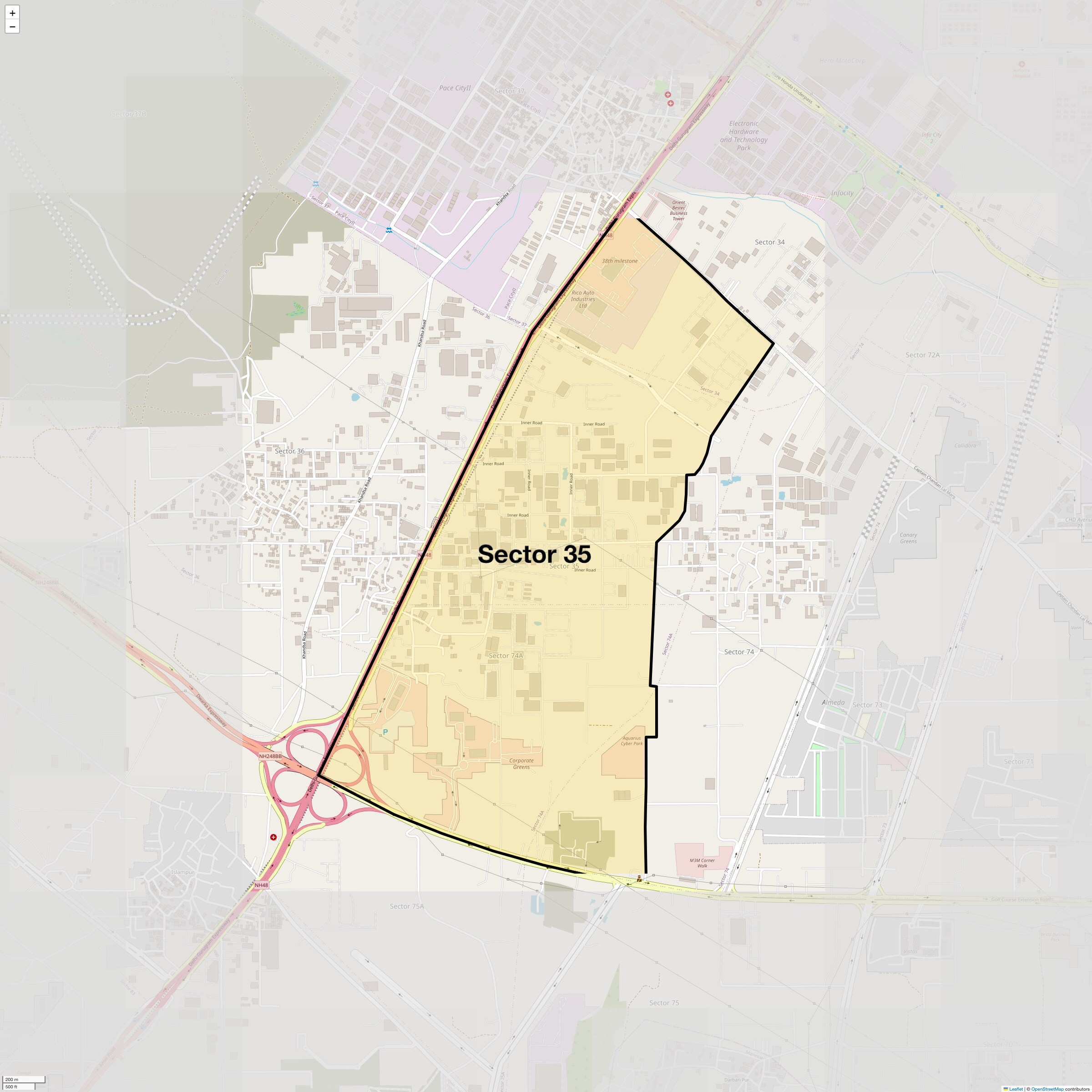 Location Map of Sector 35, Gurgaon