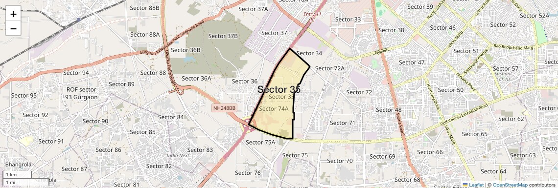 Location Map of Sector 35, Gurgaon