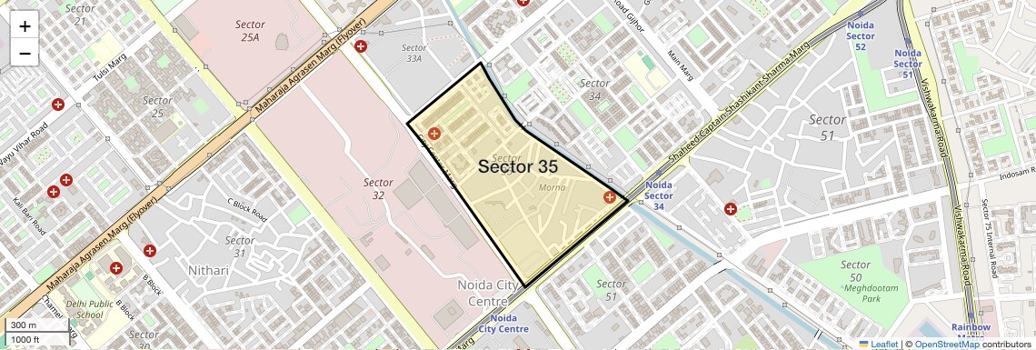 Location Map of Sector 35, Noida