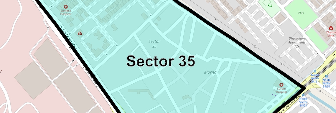 Location Map of Sector 35, Noida