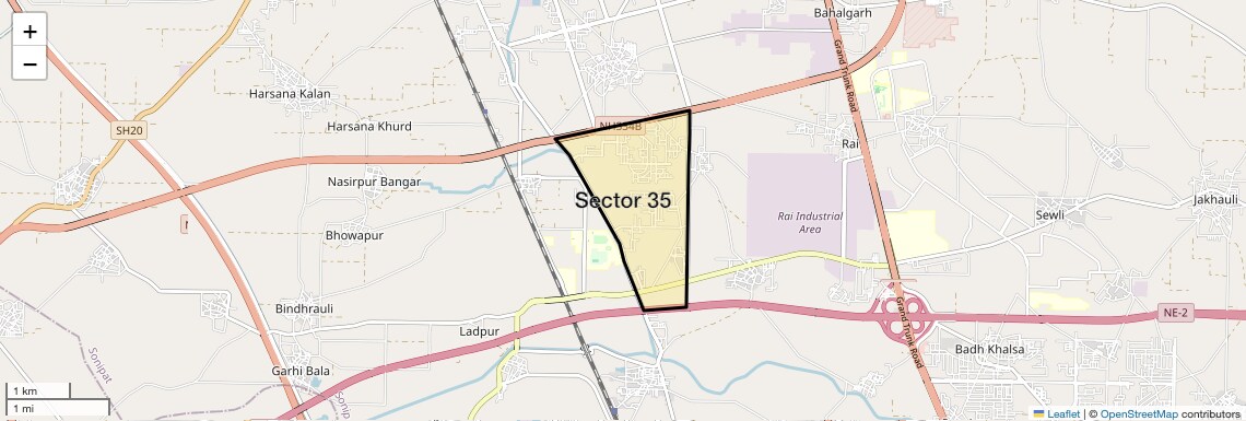 Location Map of Sector 35, Sonipat