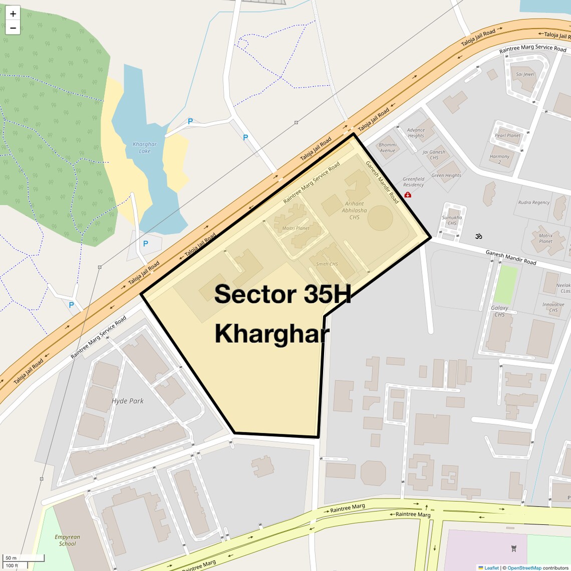 Location Map of Sector 35H Kharghar, Navi Mumbai