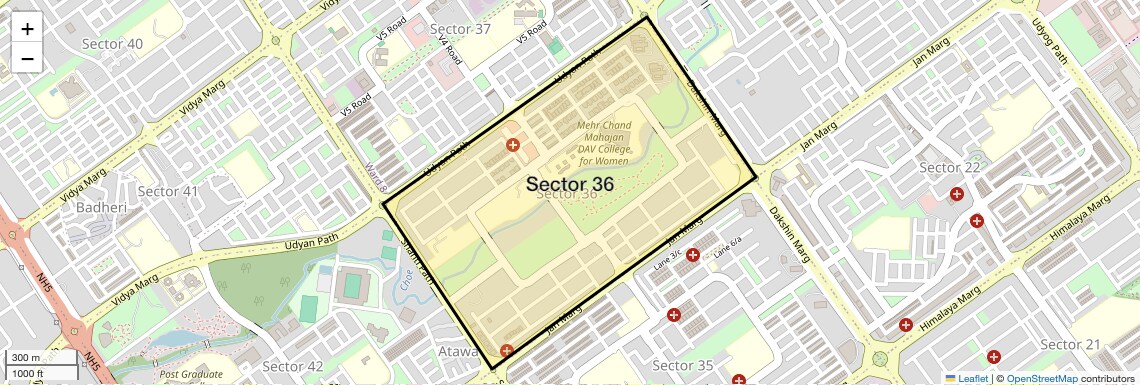 Location Map of Sector 36, Chandigarh