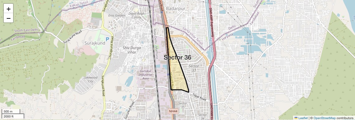 Location Map of Sector 36, Faridabad