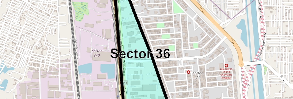 Location Map of Sector 36, Faridabad