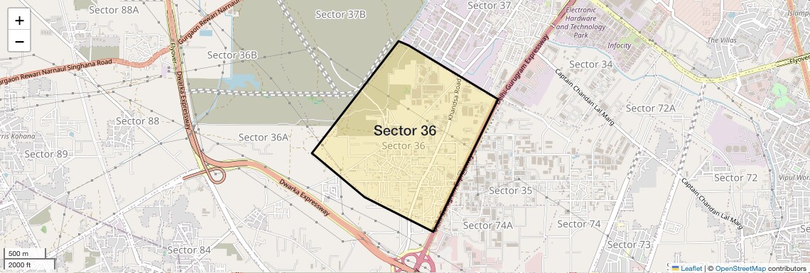 Location Map of Sector 36, Gurgaon