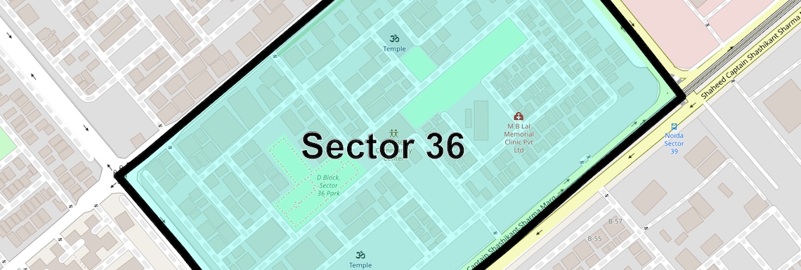 Location Map of Sector 36, Noida