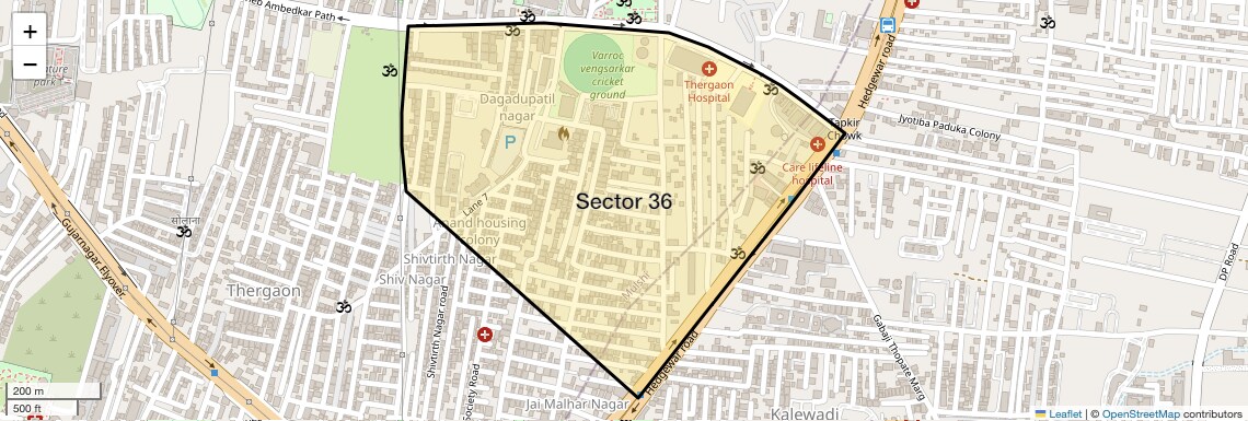 Location Map of Sector 36, Pune