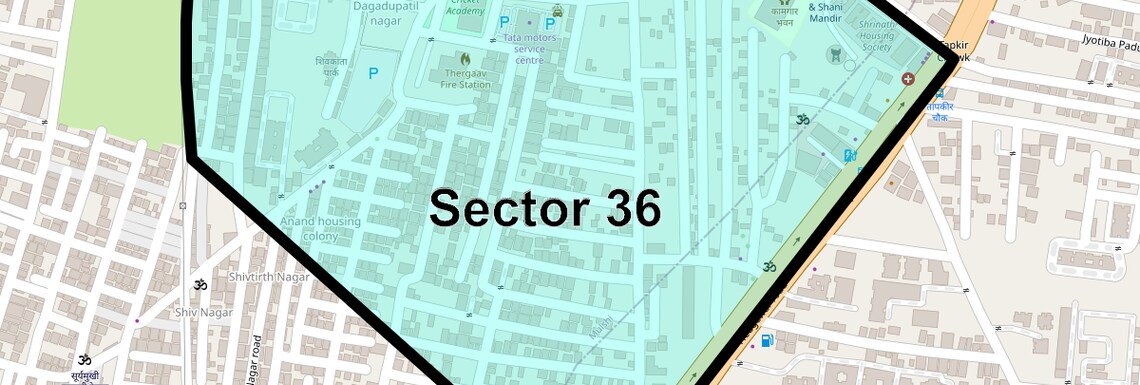 Location Map of Sector 36, Pune
