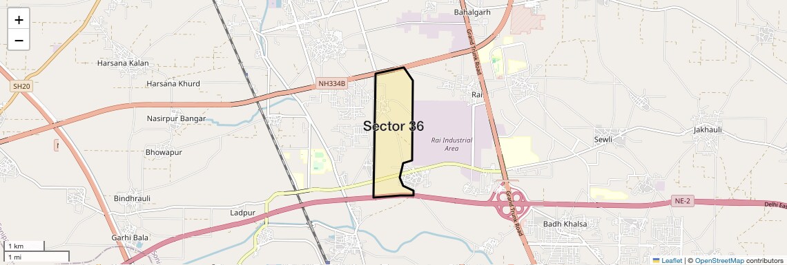 Location Map of Sector 36, Sonipat
