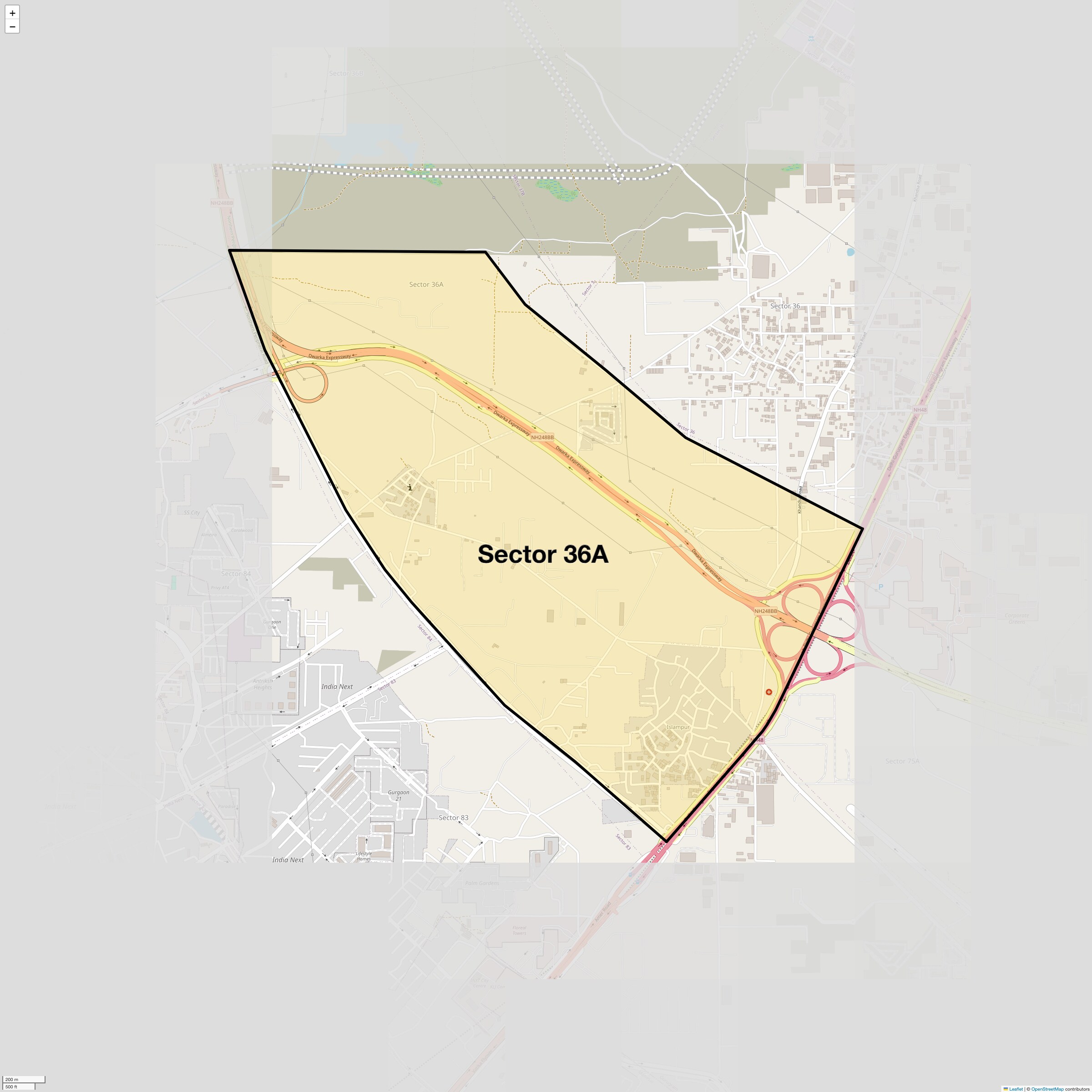 Location Map of Sector 36A, Gurgaon