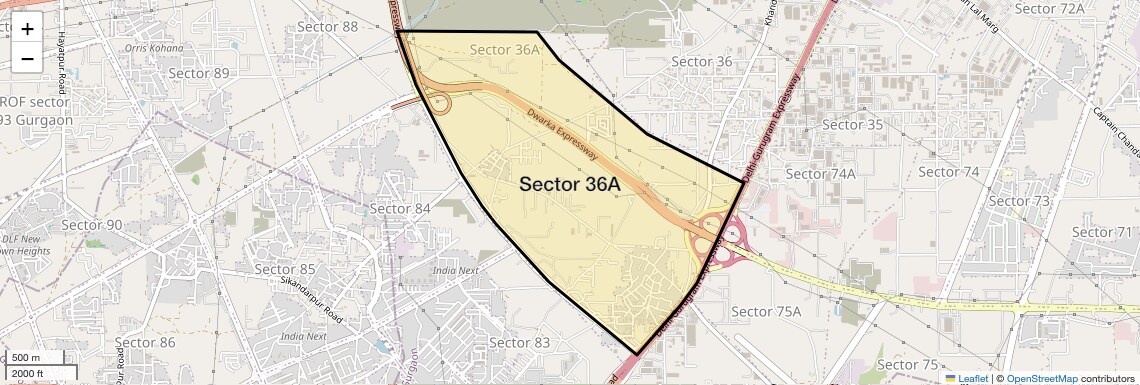 Location Map of Sector 36A, Gurgaon