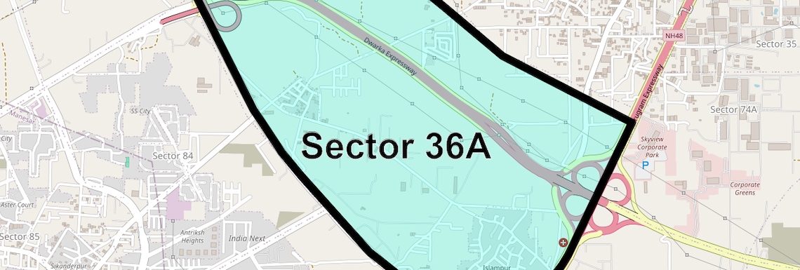 Location Map of Sector 36A, Gurgaon