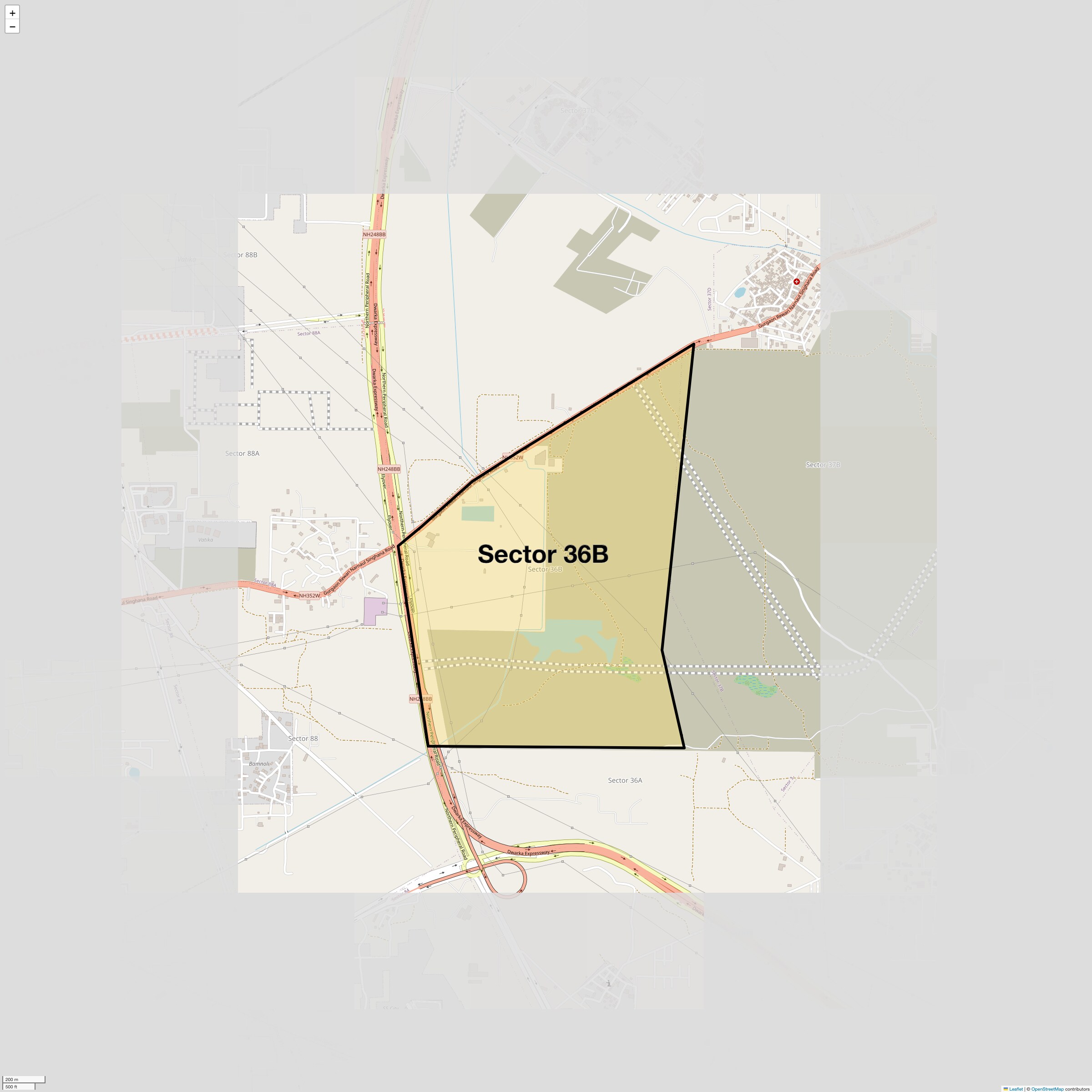 Location Map of Sector 36b, Gurgaon