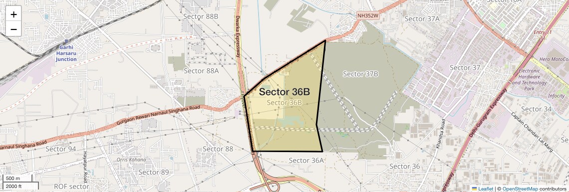 Location Map of Sector 36b, Gurgaon