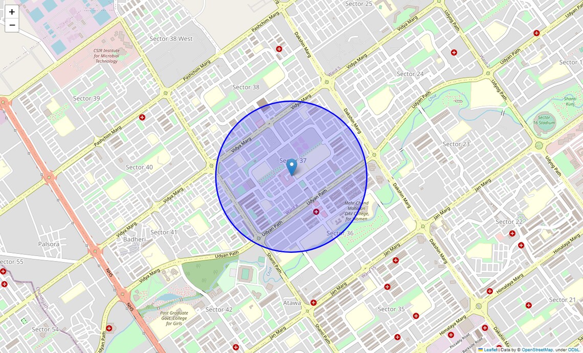 Location Map of Sector 37, Chandigarh