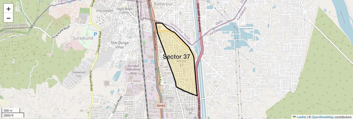Location Map of Sector 37, Faridabad