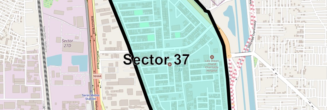 Location Map of Sector 37, Faridabad