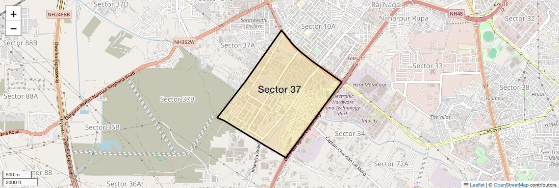 Location Map of Sector 37, Gurgaon