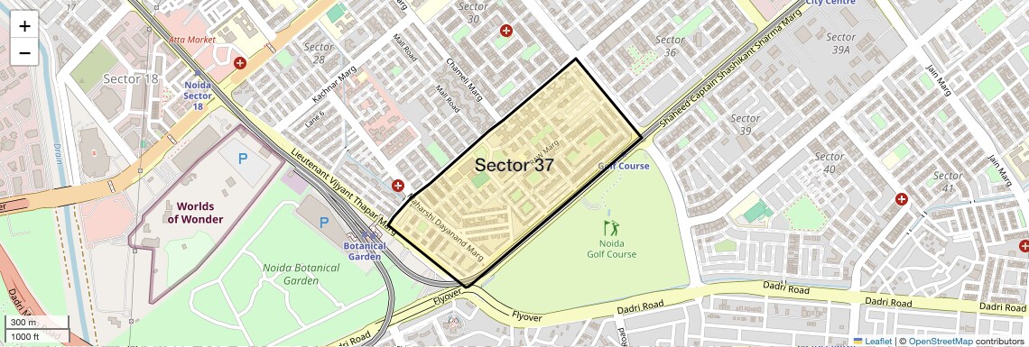 Location Map of Sector 37, Noida