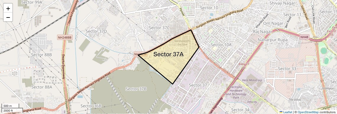 Location Map of Sector 37A, Gurgaon