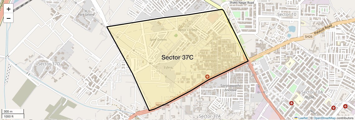 Location Map of Sector 37C, Gurgaon