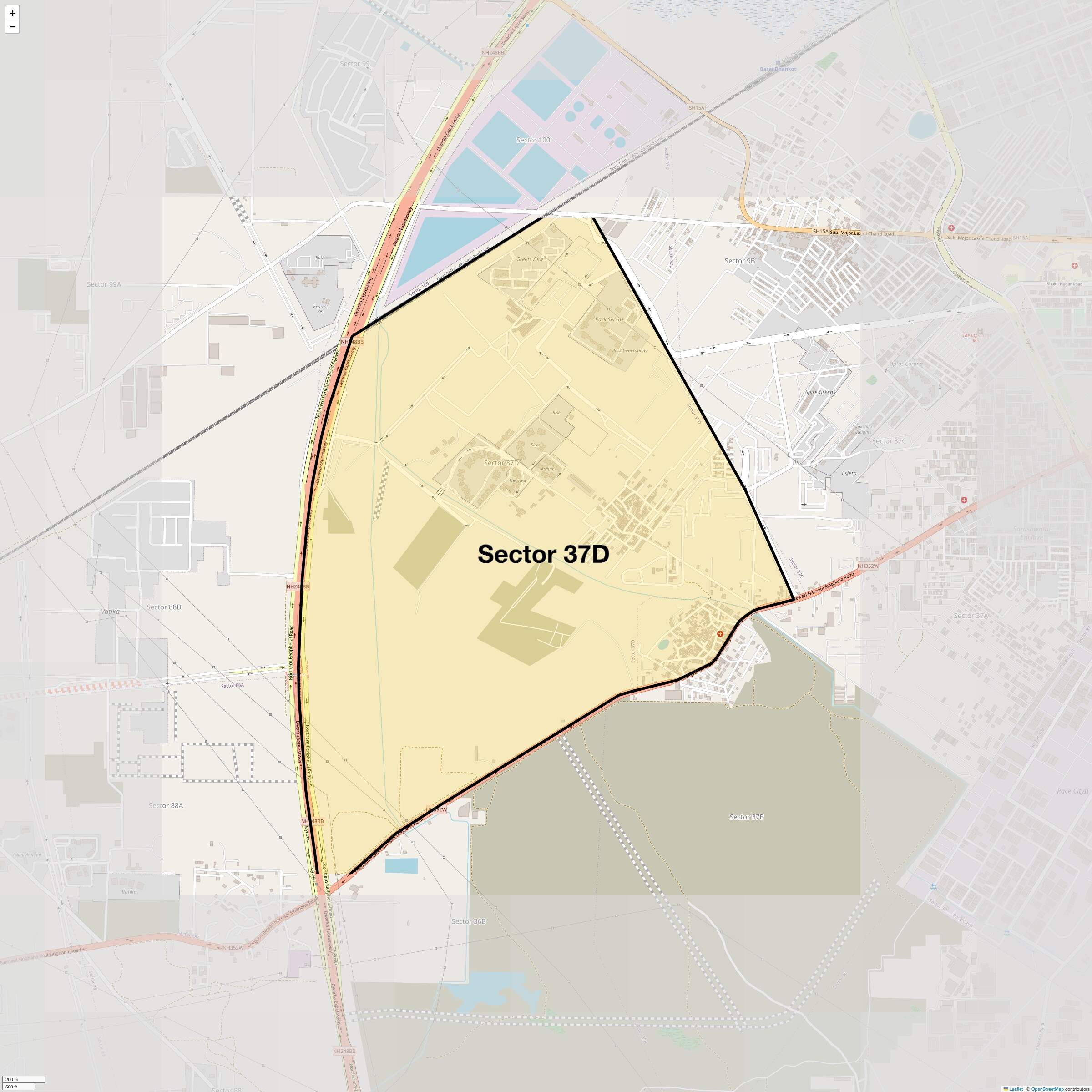 Location Map of Sector 37D, Gurgaon