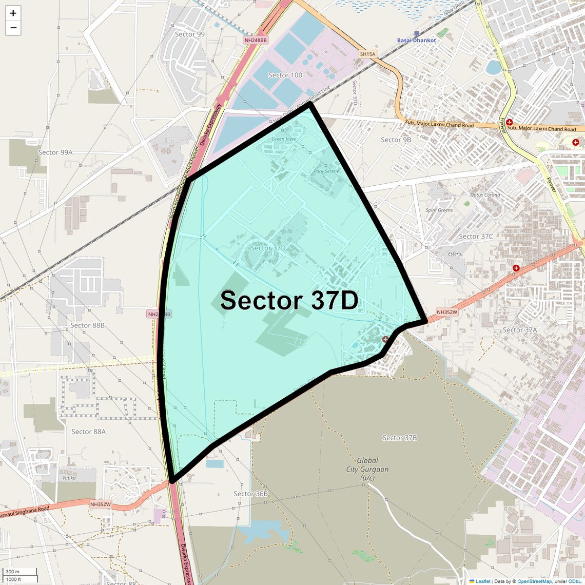 Location Map of Sector 37D, Gurgaon