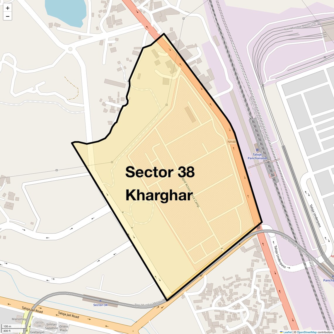 Location Map of Sector 38 Kharghar, Navi Mumbai