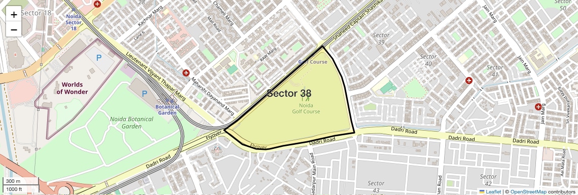Location Map of Sector 38, Noida
