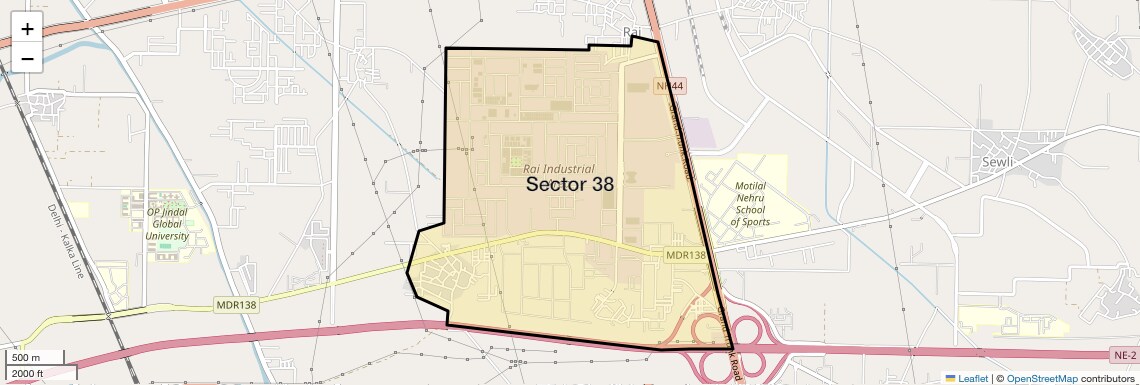 Location Map of Sector 38, Sonipat
