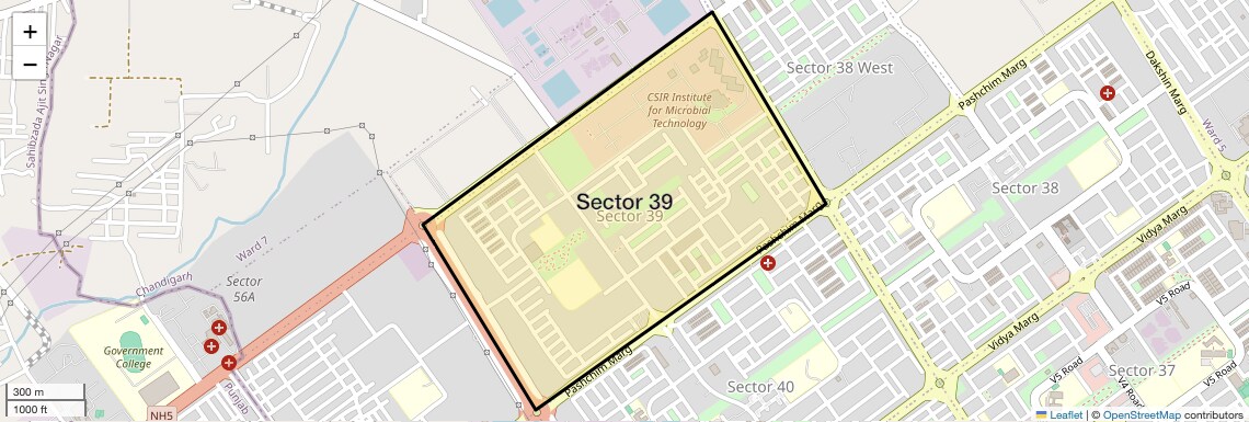 Location Map of Sector 39, Chandigarh