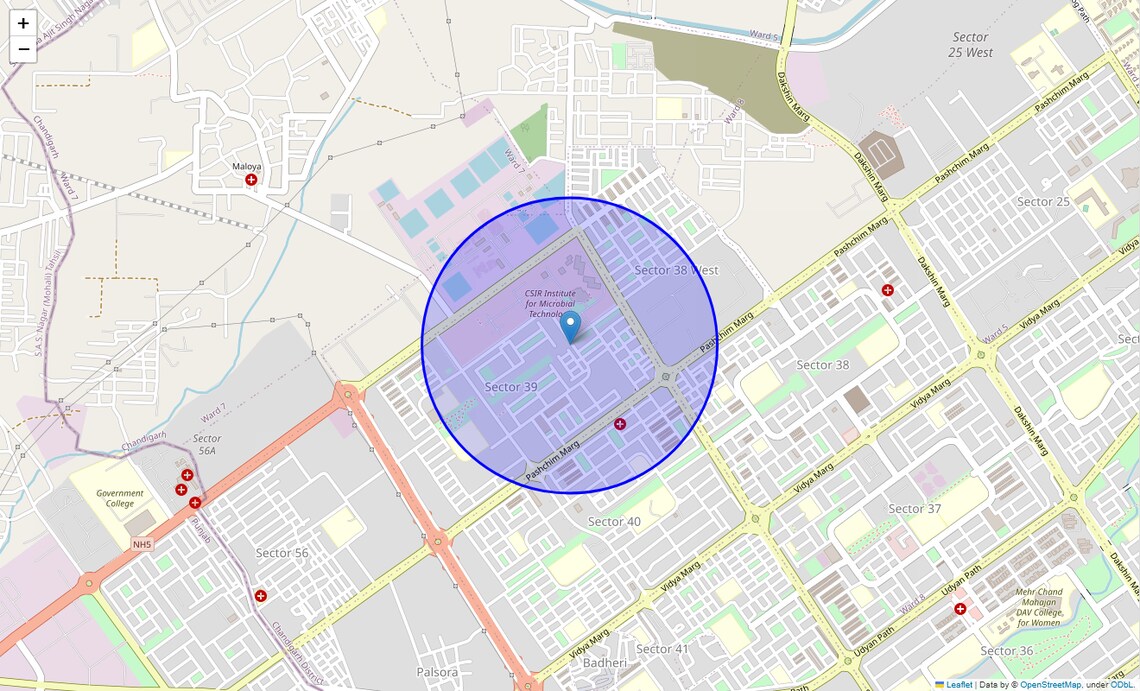 Location Map of Sector 39, Chandigarh