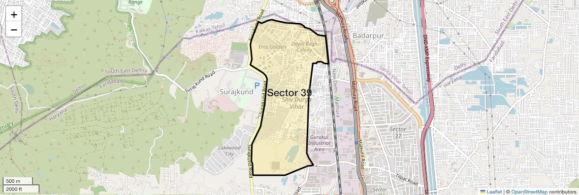 Location Map of Sector 39, Faridabad