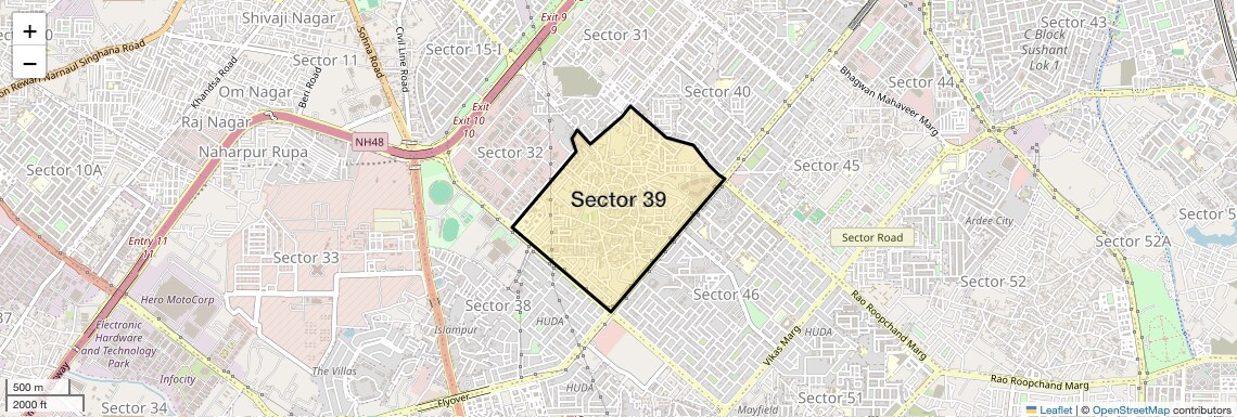 Location Map of Sector 39, Gurgaon