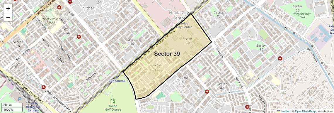 Location Map of Sector 39, Noida
