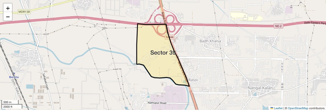 Location Map of Sector 39, Sonipat