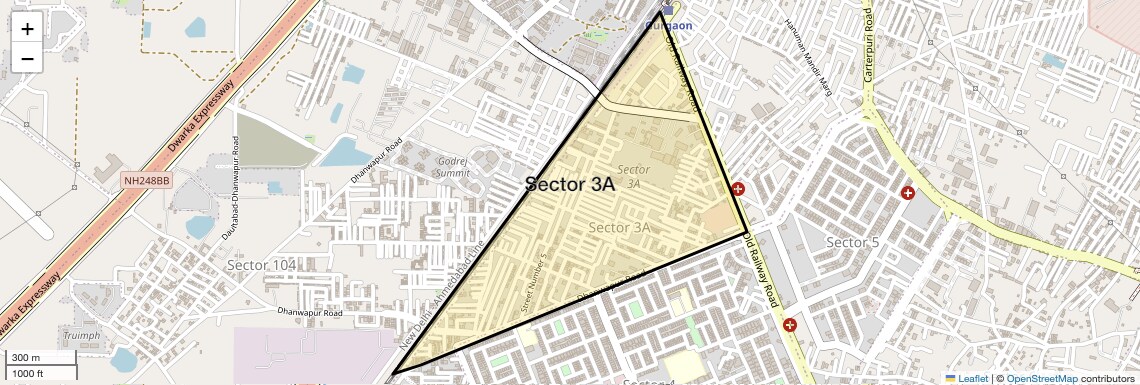 Location Map of Sector 3A, Gurgaon