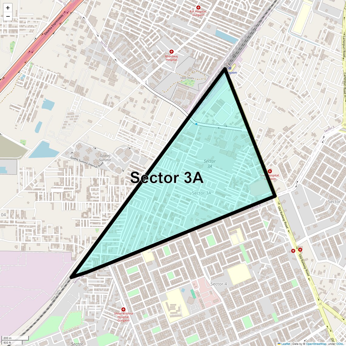 Location Map of Sector 3A, Gurgaon