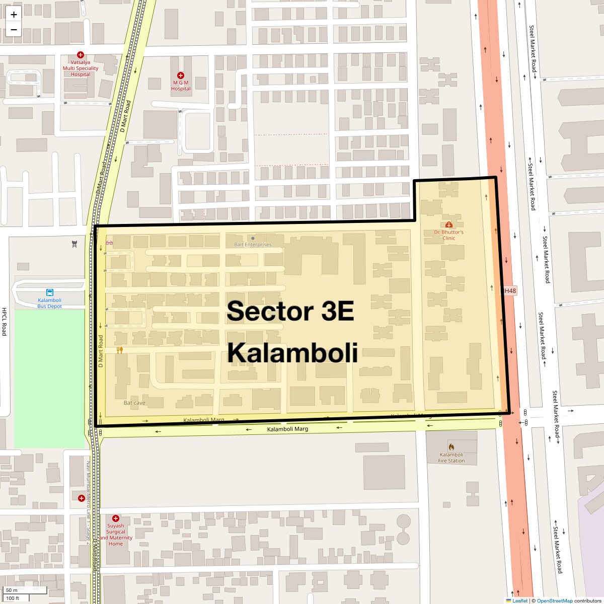Location Map of Sector 3e Kalamboli, Navi Mumbai