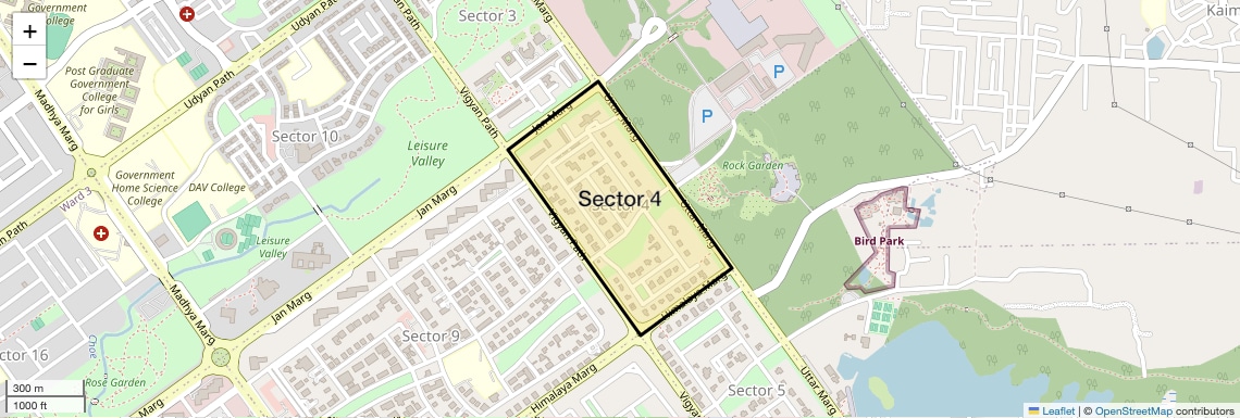 Location Map of Sector 4, Chandigarh